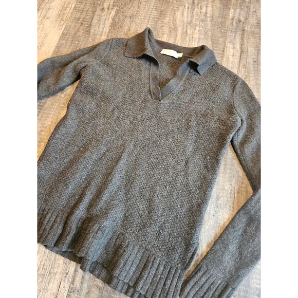 Tory burch wool Collared pullover v neck sweater Womens small gray - Picture 2 of 7